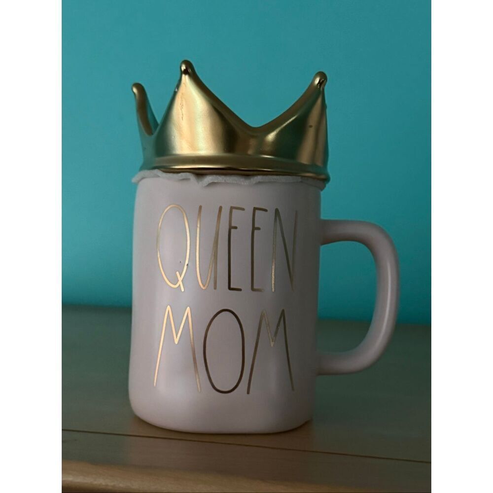 RAE DUNN Pink Gold Crown Topper QUEEN MOM